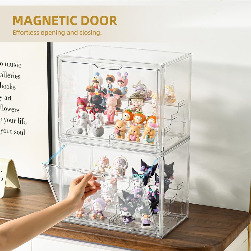 Uni HIMO 4Tier Display Case for Collectibles,Clear Display Box with 2 Stands ,Storage Container with Magnetic Door - Image 4